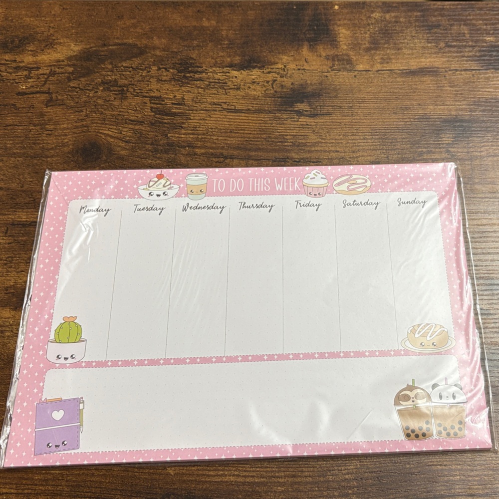 Sweet Kawaii Design Weekly Planner Pad, 8.5”x11”